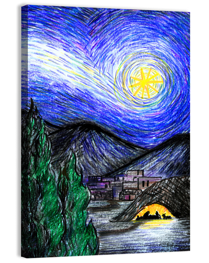 Starry Night Over Bethlehem Wall Art as a canvas print