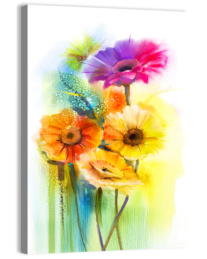 Gerbera Daisy Watercolor Bouquet Wall Art as a canvas print