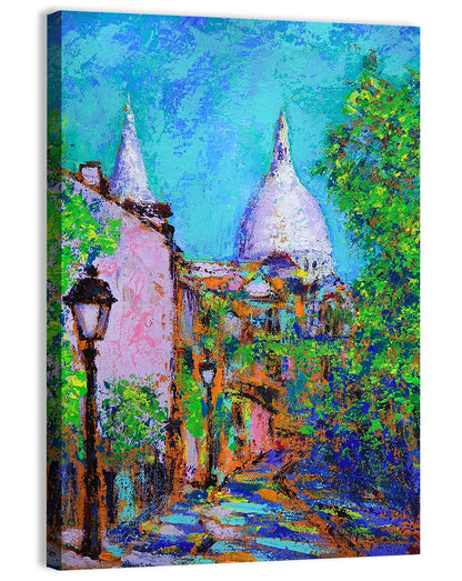 Montmartre Street with Sacre Coeur Dome Wall Art