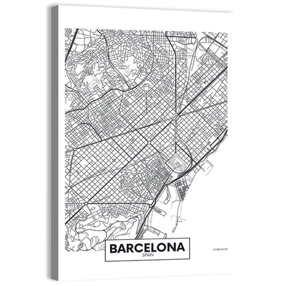 Barcelona Urban Grid Map Wall Art