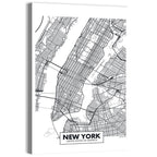 Manhattan Map, Black and White Wall Art