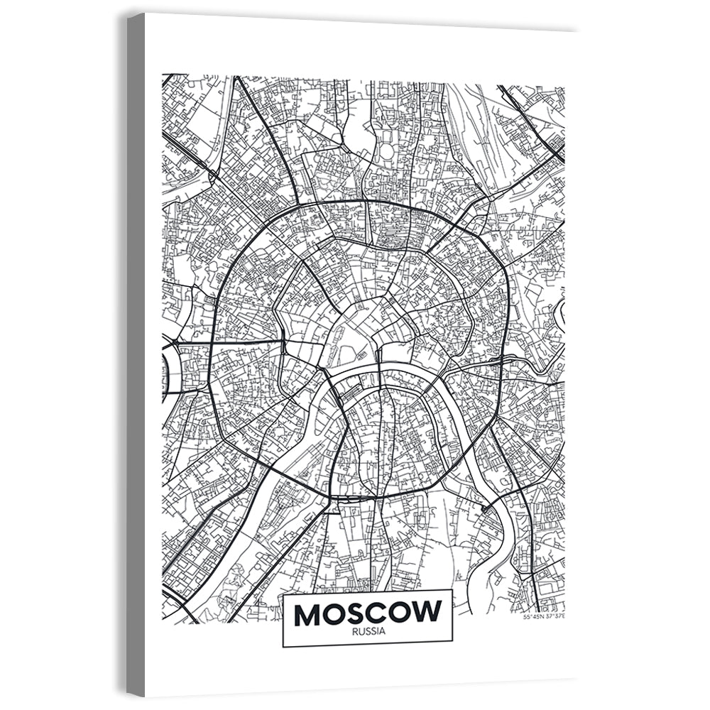 Moscow City Center Map Wall Art