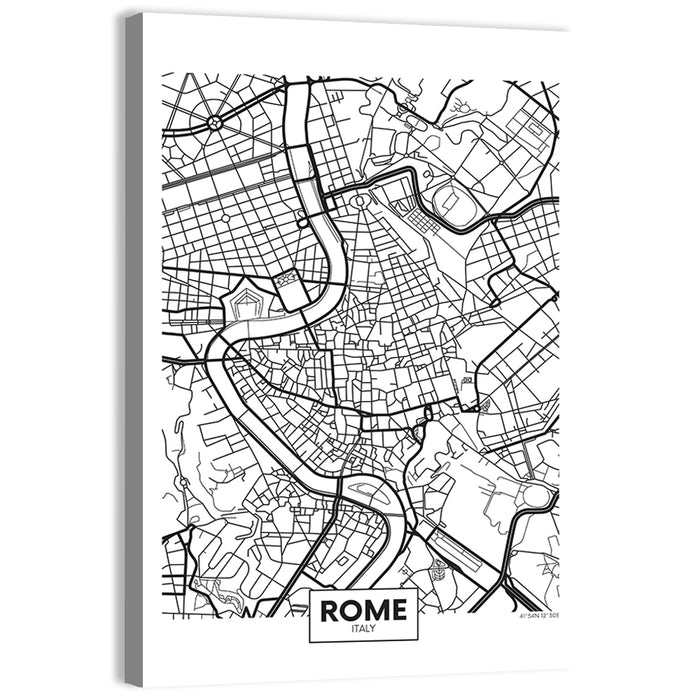 Minimalist Rome City Map Wall Art as a canvas print