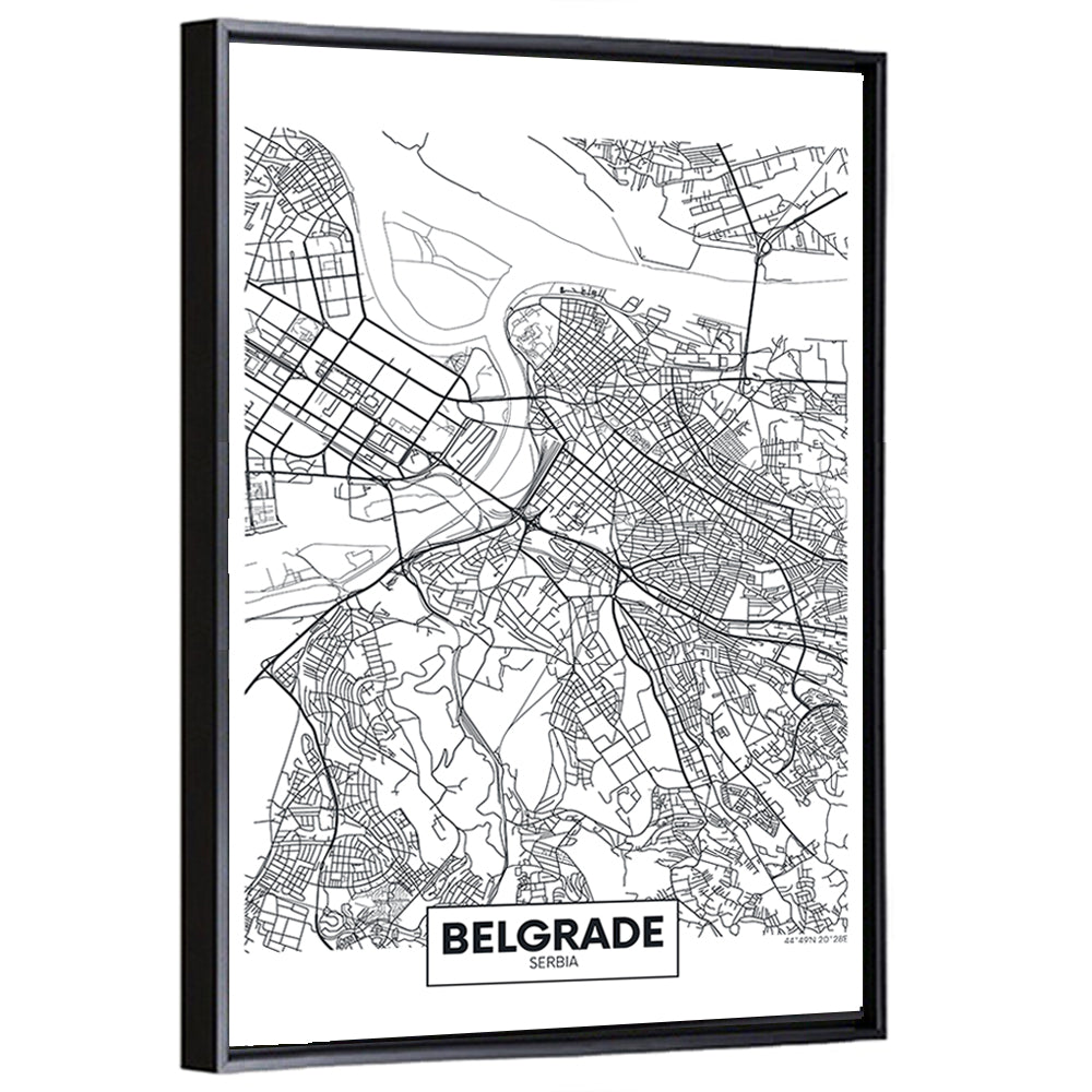 Minimalist Belgrade Map Wall Art