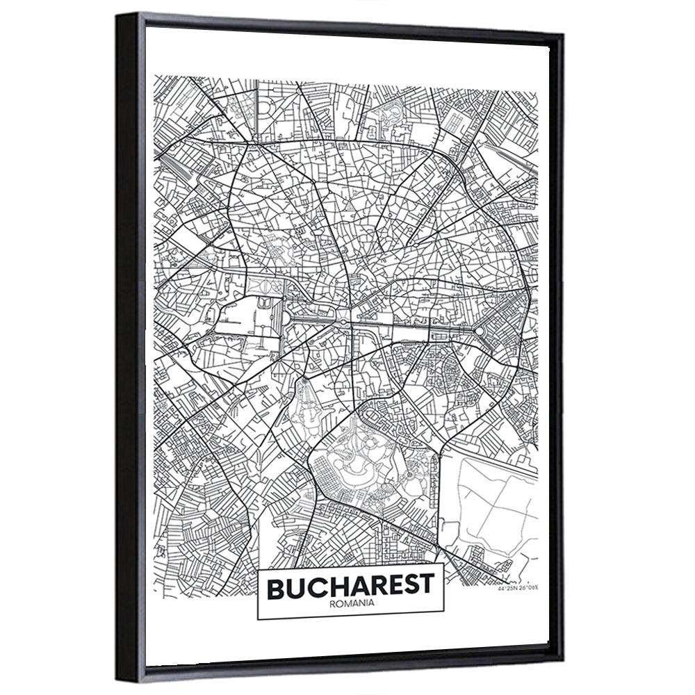 Bucharest City Map Wall Art