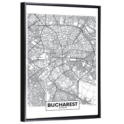 Bucharest City Map Wall Art