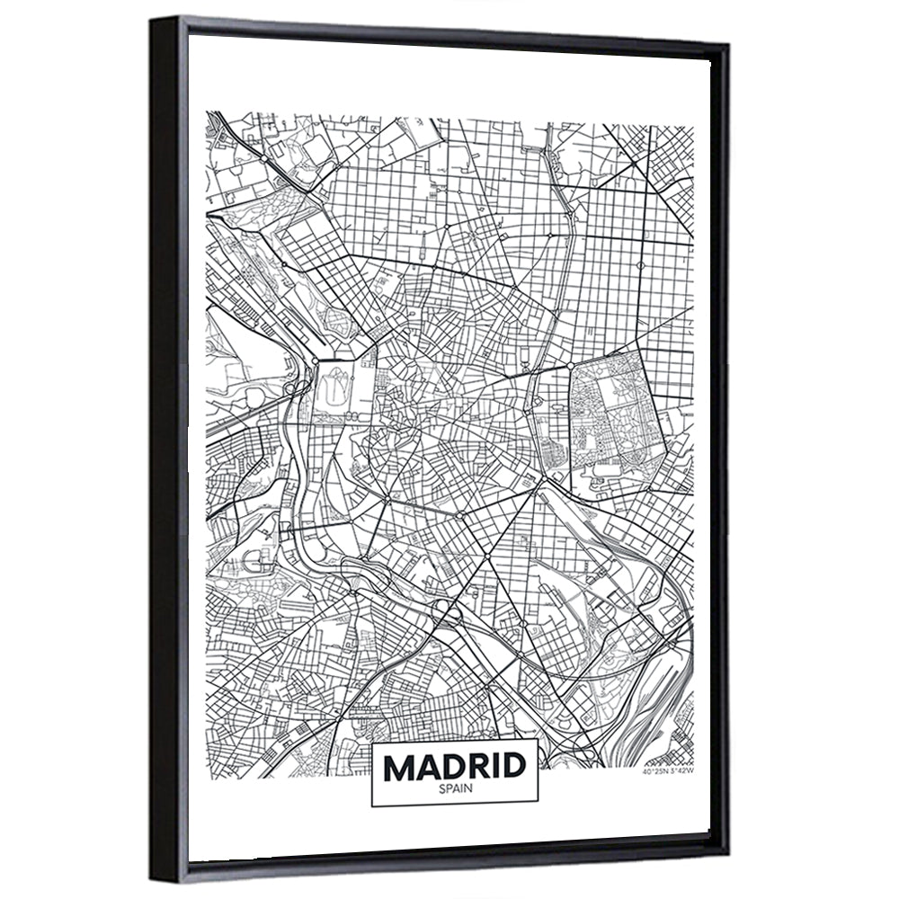 Madrid City Map Wall Art