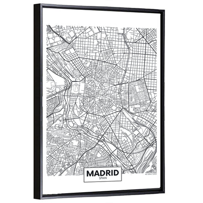 Madrid City Map Wall Art