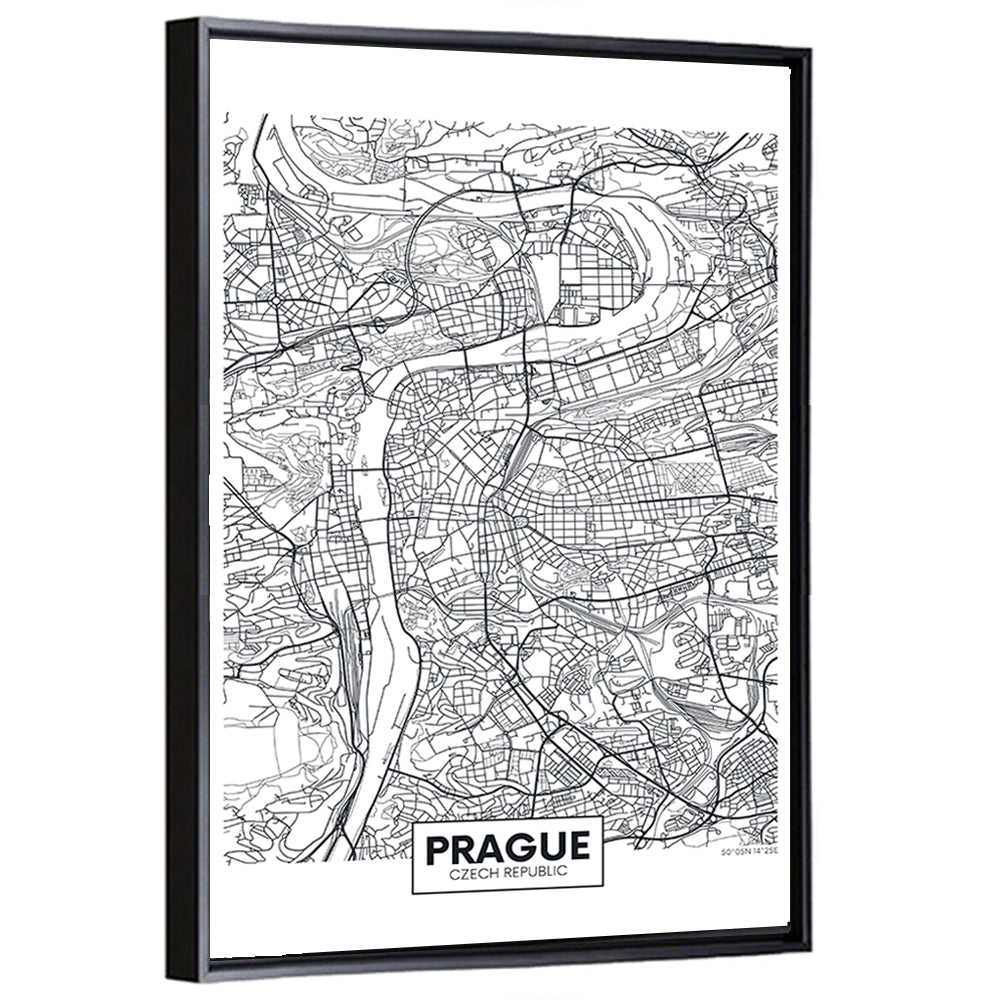 Prague City Map Wall Art