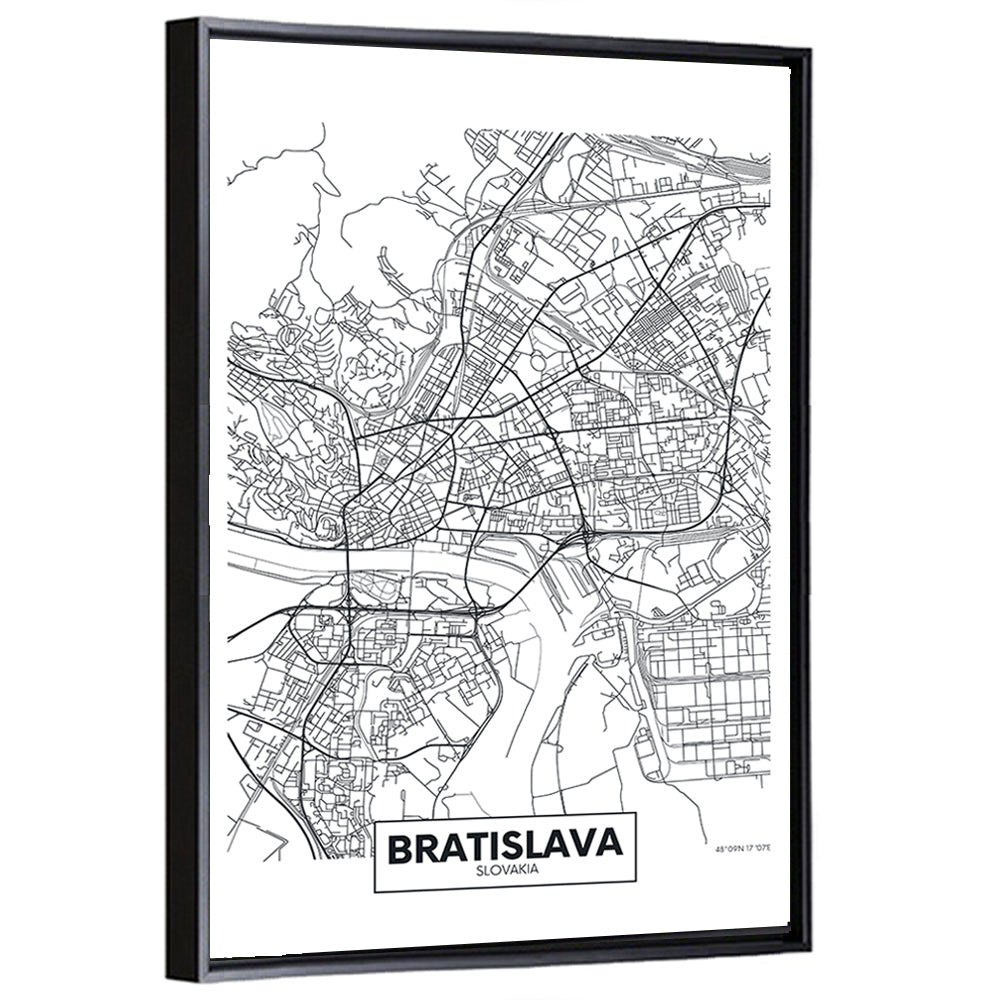Bratislava City Map Wall Art