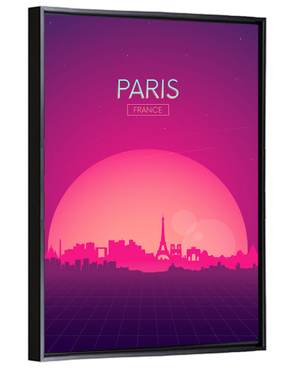 Paris Synthwave Skyline Wall Art