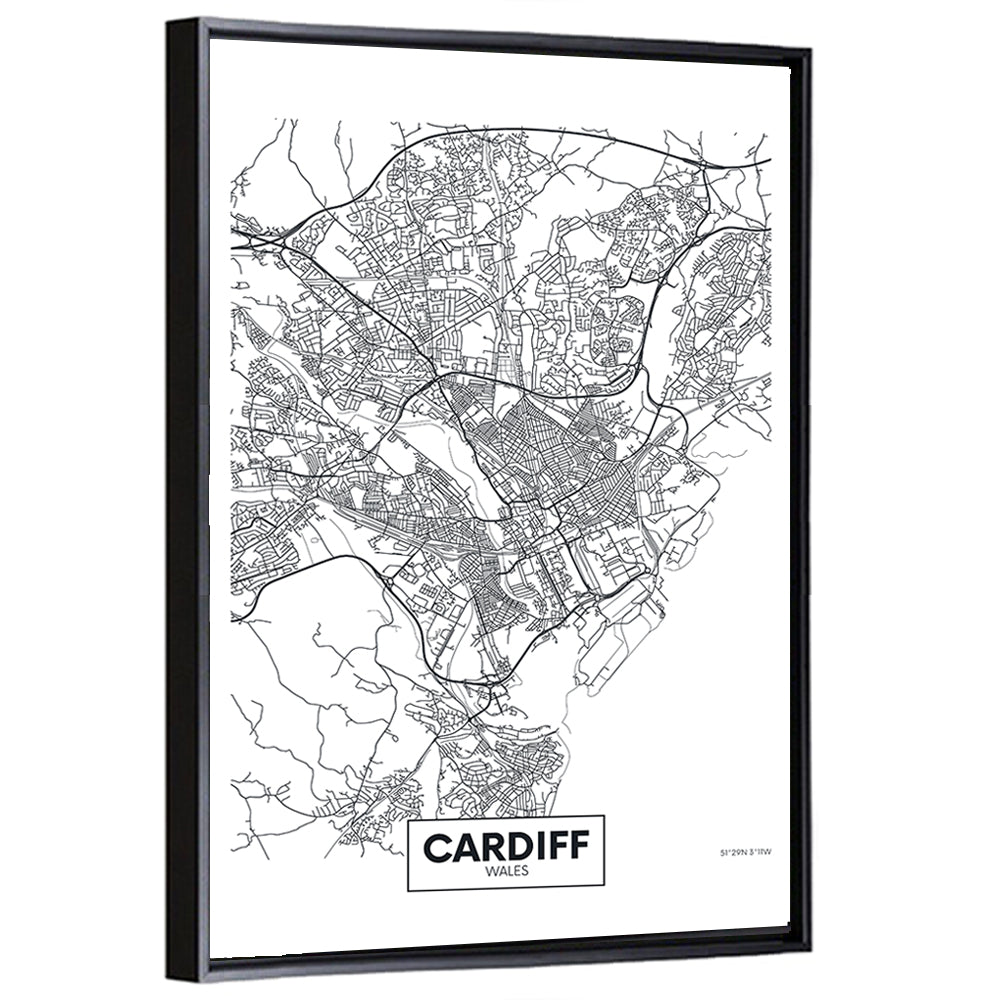 Cardiff City Map Wall Art