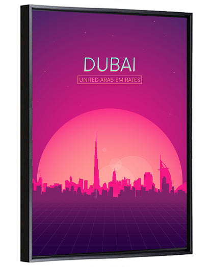 Dubai Retro Skyline Wall Art