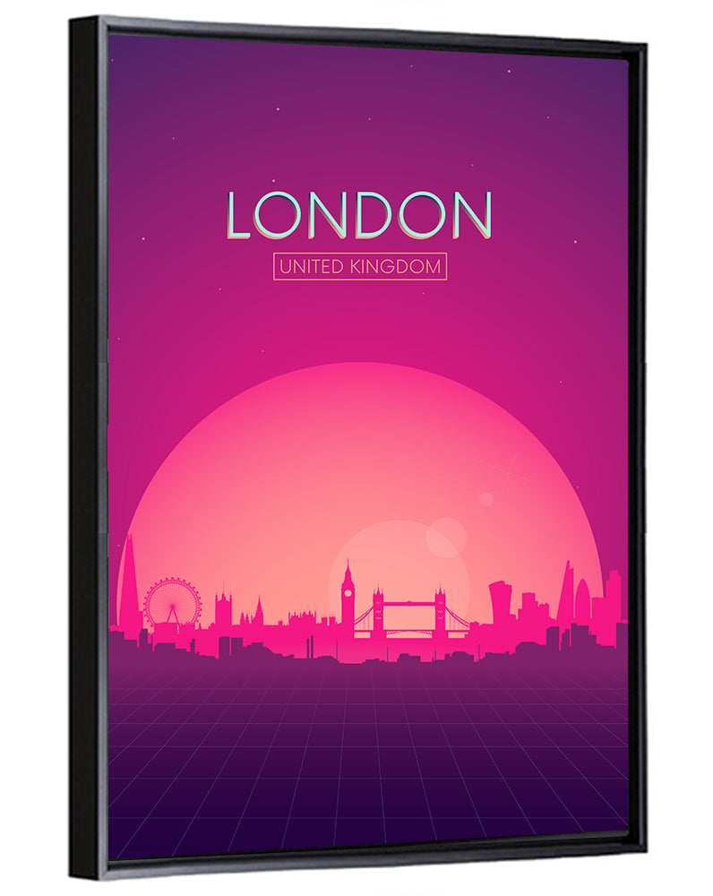Retro London Sunset Skyline Wall Art