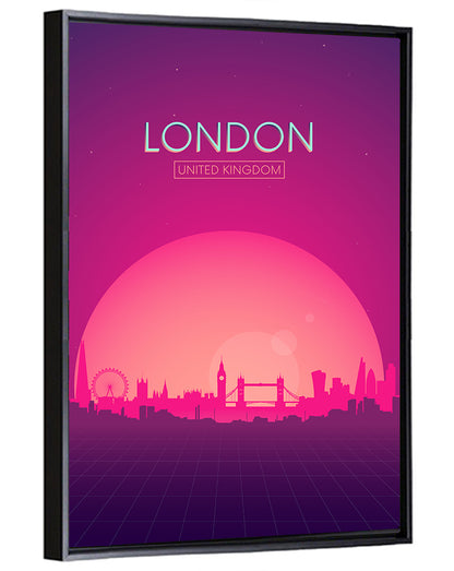 Retro London Sunset Skyline Wall Art