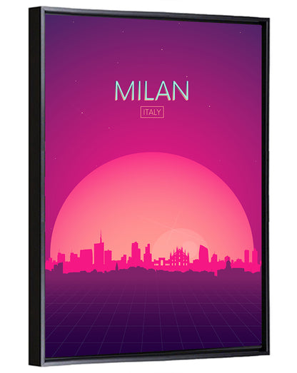 Milan Sunset Skyline Illustration Wall Art
