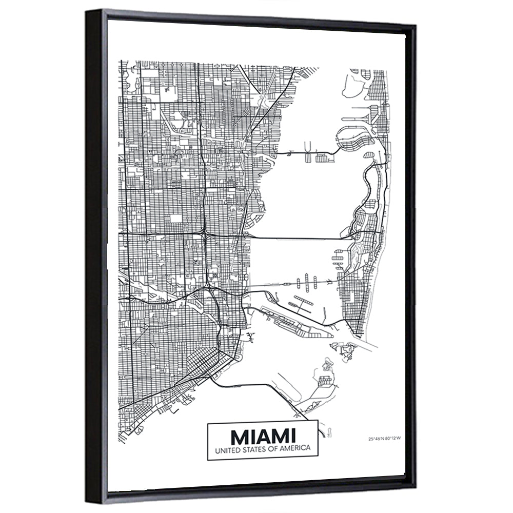 Miami City Map Wall Art