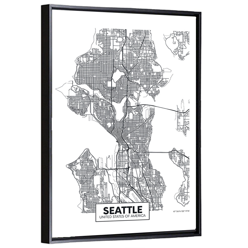 Seattle City Map Wall Art