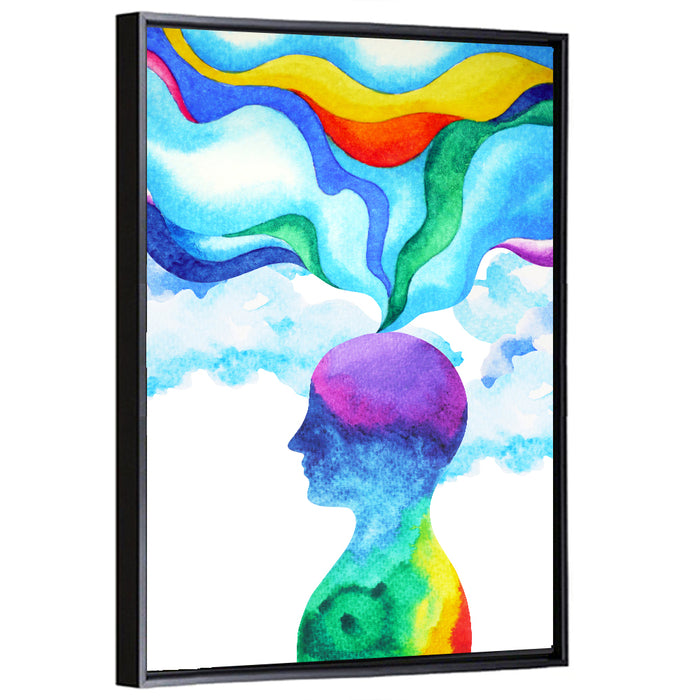 Thinking Mind Silhouette Wall Art as a framed canvas