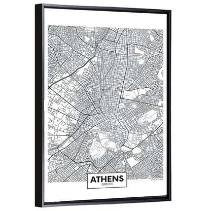Athens City Map Wall Art