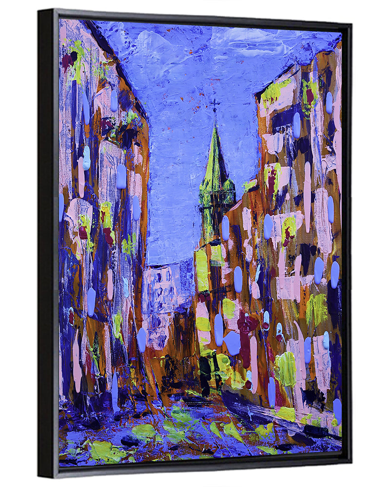 Old City Street with Steeple Wall Art