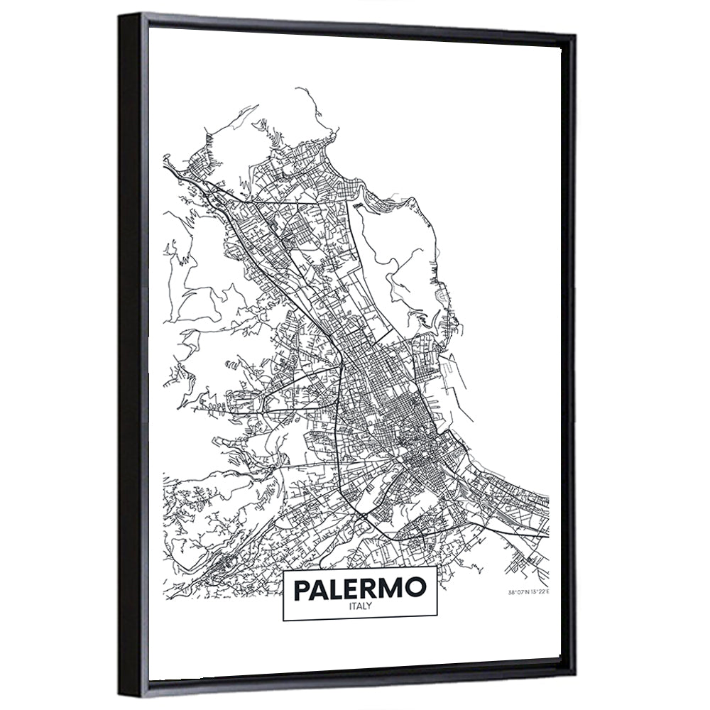 Palermo City Map Wall Art