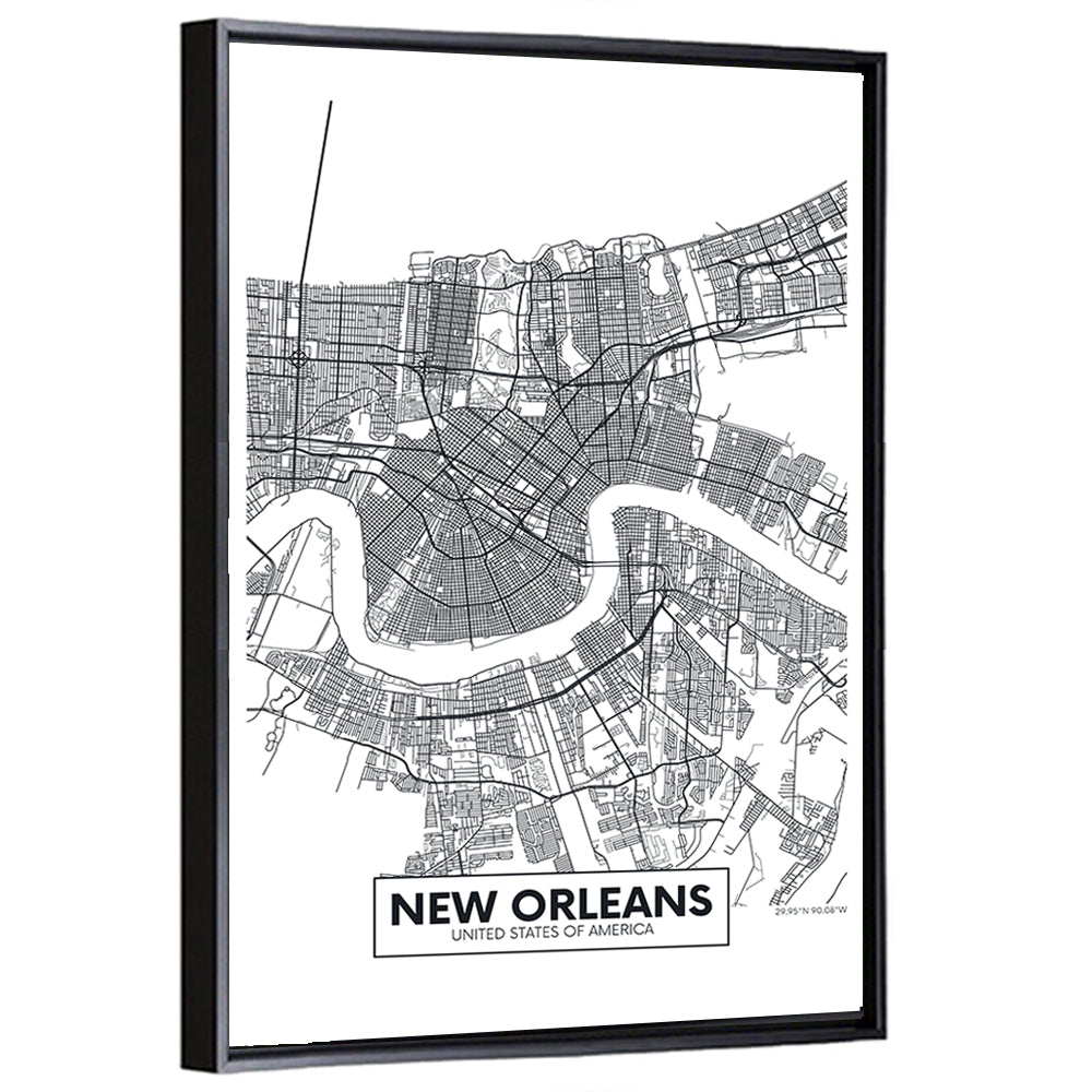 New Orleans Minimalist City Map Wall Art