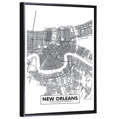 New Orleans Minimalist City Map Wall Art