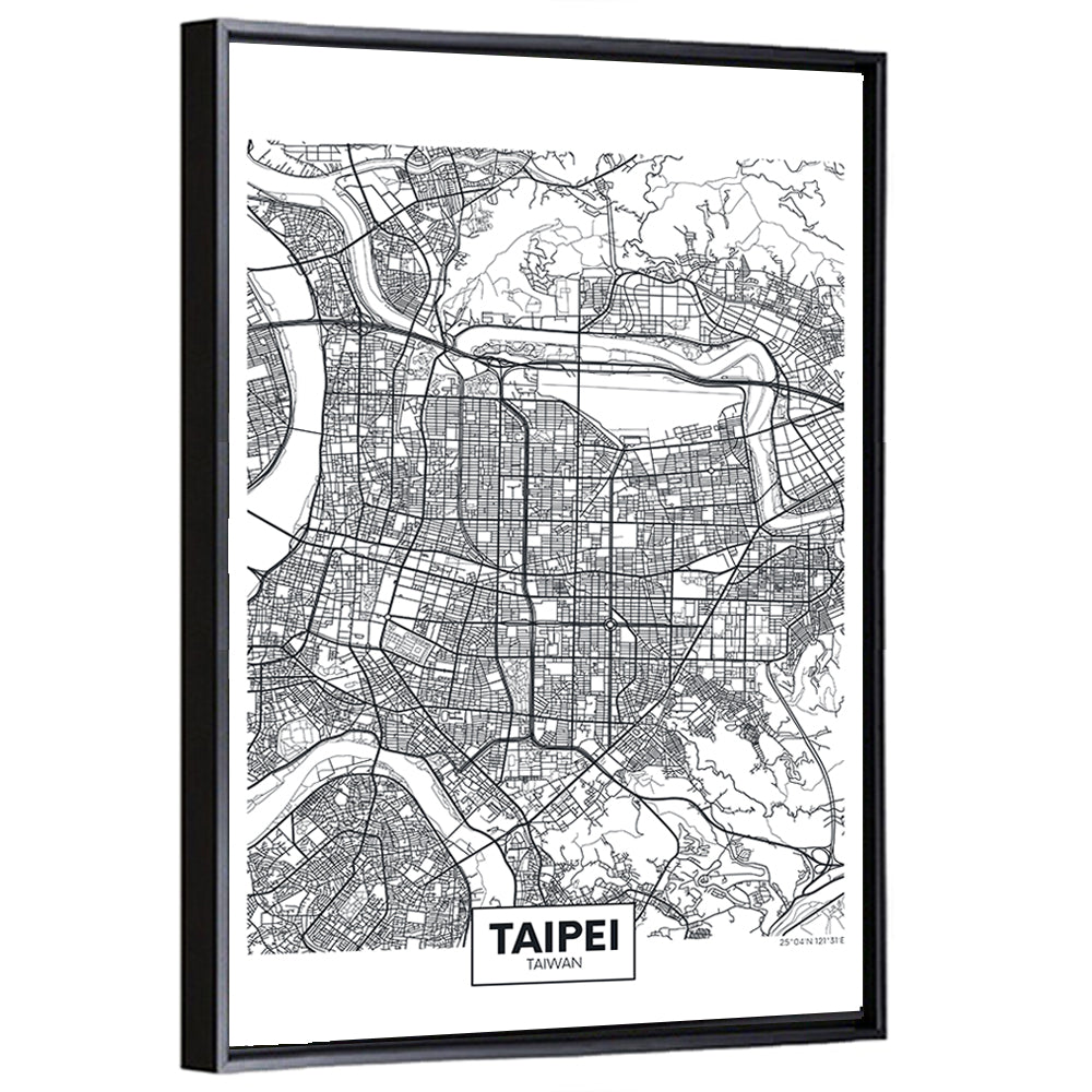 Taipei Street Grid Map Wall Art