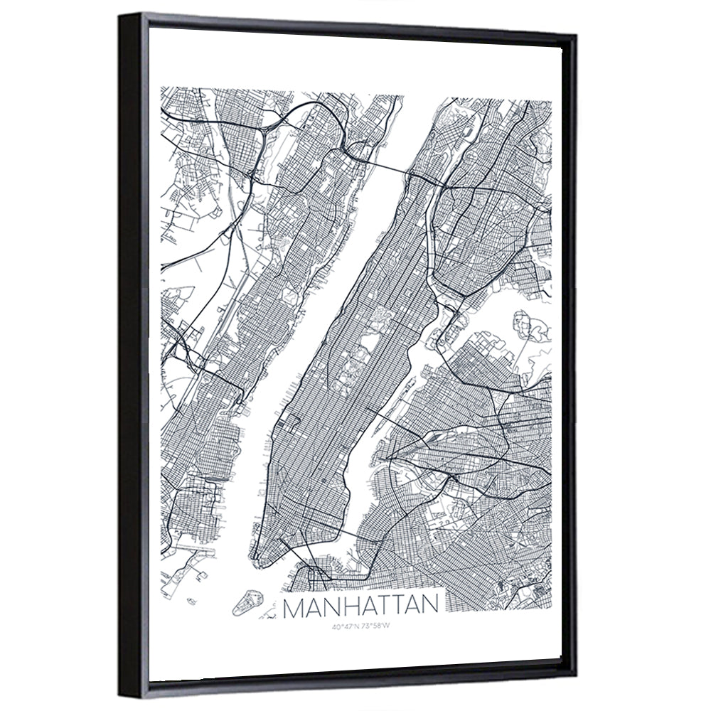 Manhattan Island Map Wall Art