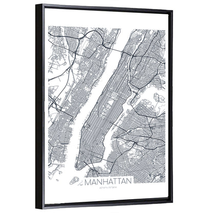 Manhattan Island Map Wall Art