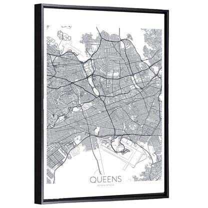 Queens Map with Jfk Airport Wall Art