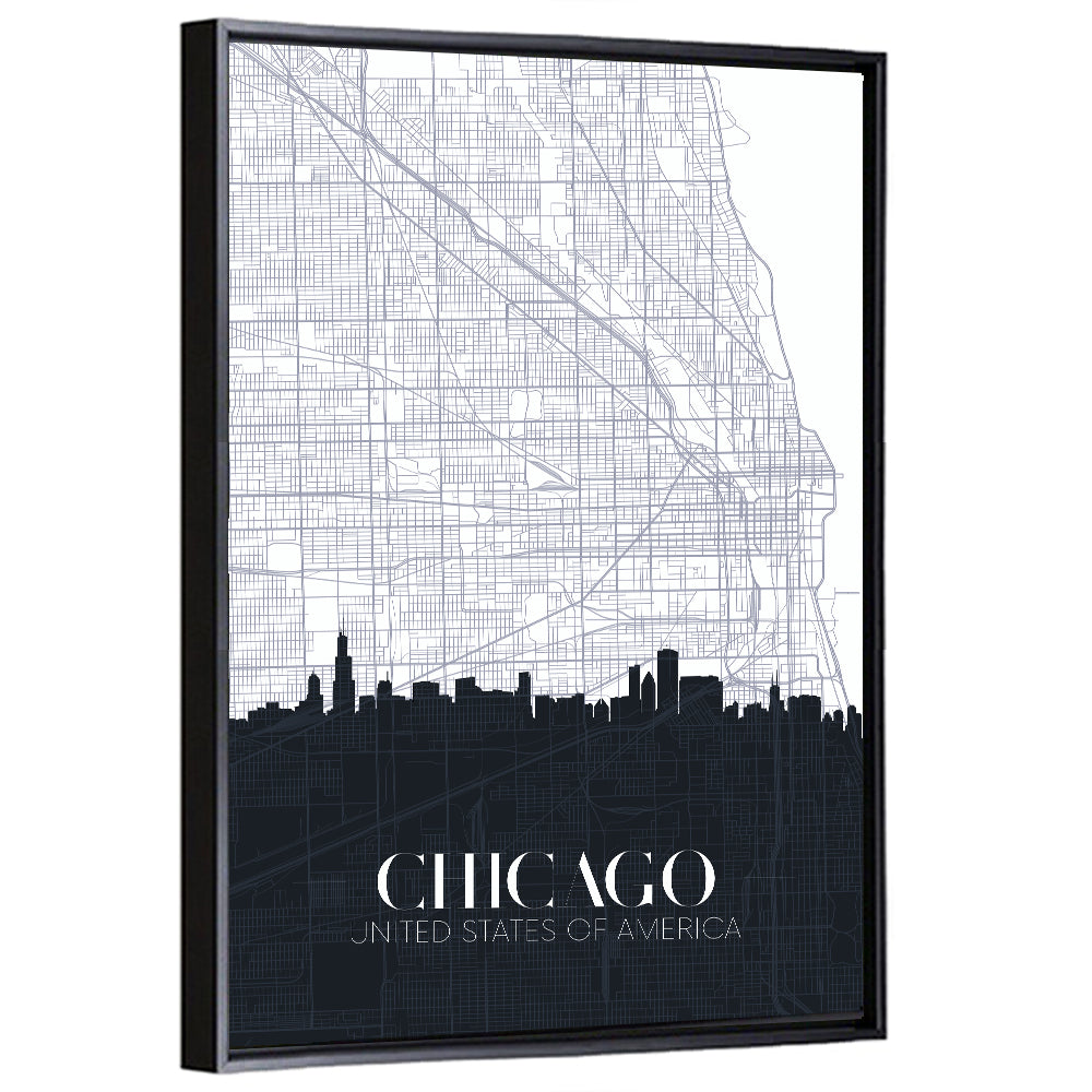Chicago Skyline Map Wall Art