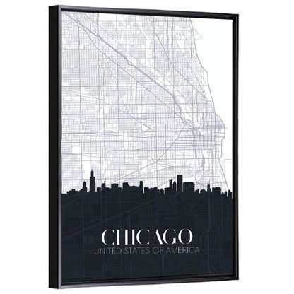 Chicago Skyline Map Wall Art