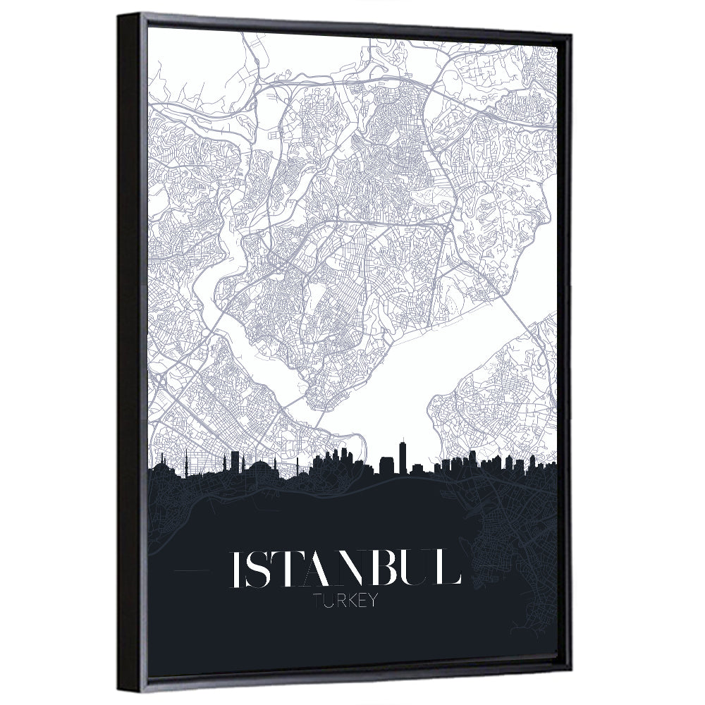Istanbul Map and Skyline Wall Art
