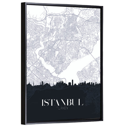 Istanbul Map and Skyline Wall Art