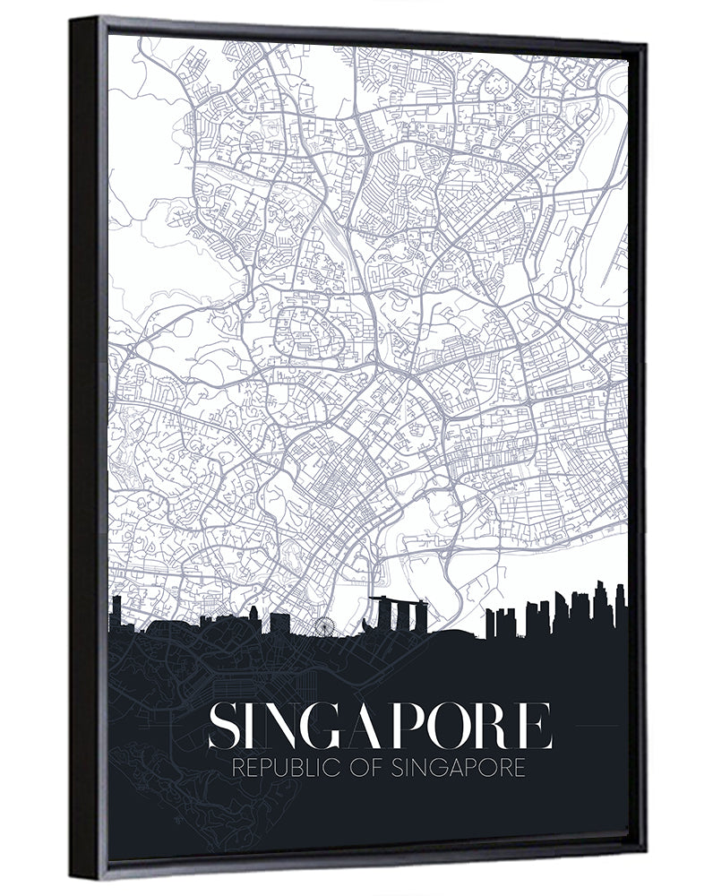 Singapore City Map Silhouette Wall Art