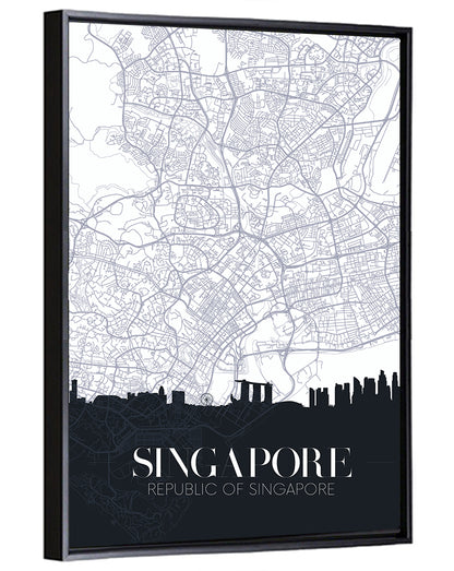 Singapore City Map Silhouette Wall Art