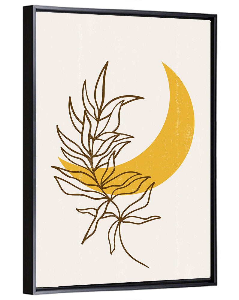 Crescent Moon Leaf Illustration Wall Art