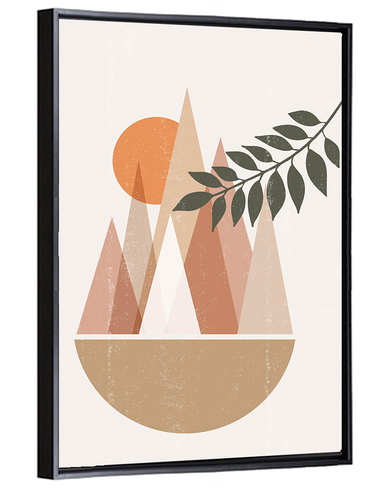 Geometric Mountain Sunset Wall Art
