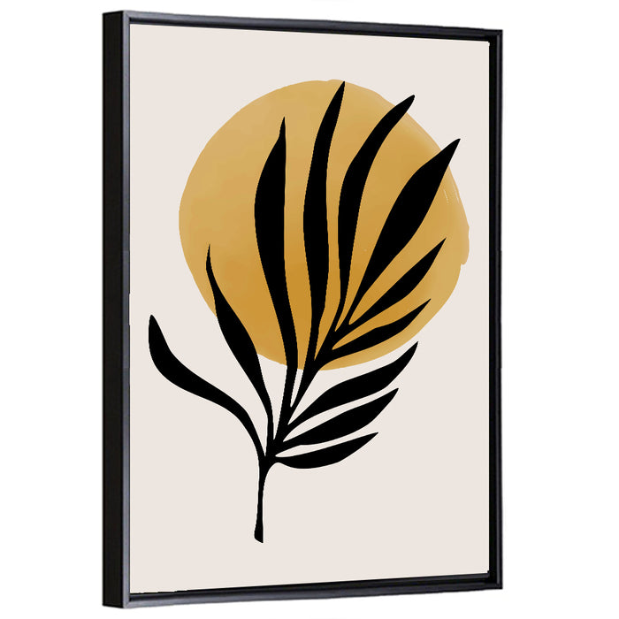 Shining Sun Palm Leaf Wall Art as a framed canvas
