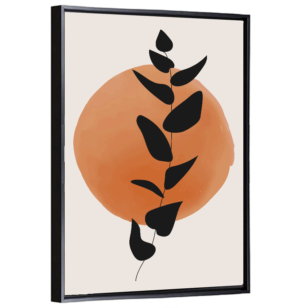 Leafy Branch with Terracotta Circle Wall Art