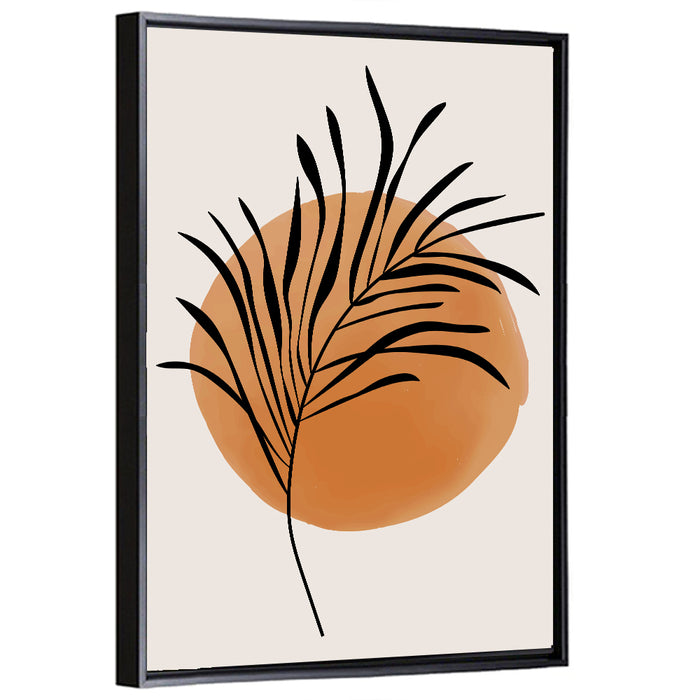 Long Palm Frond Minimalist Wall Art as a framed canvas