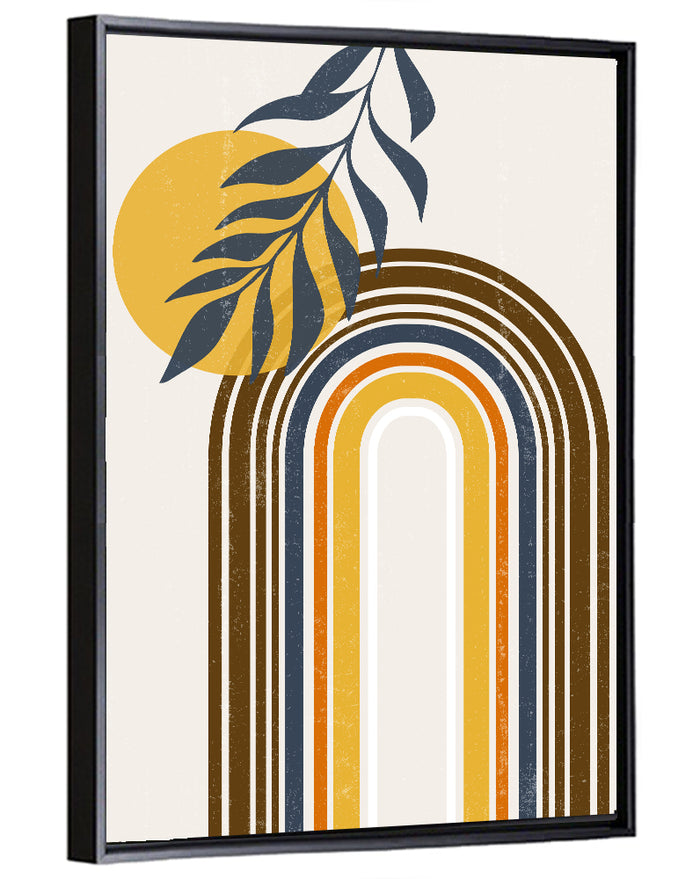 Boho Concentric Sun Arch Wall Art as a framed canvas