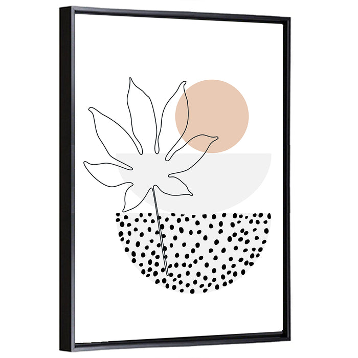 Palm Leaf with Peach Bowls Wall Art as a framed canvas