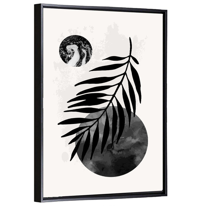 Minimal Palm Leaf Study Wall Art as a framed canvas