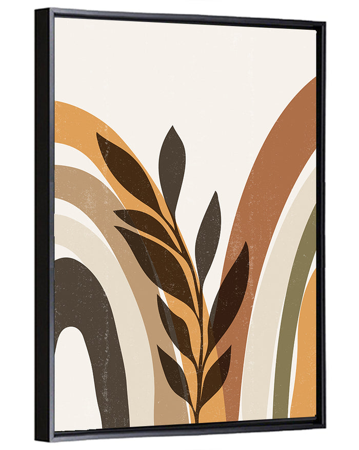 Tropical Boho Leaf Arches Wall Art as a framed canvas
