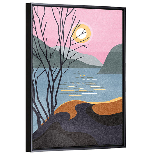 Sunset Reflection Minimalist Landscape Wall Art