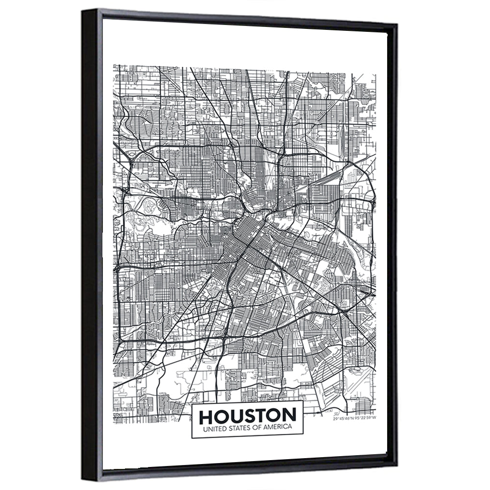 Houston Street Grid Map Wall Art