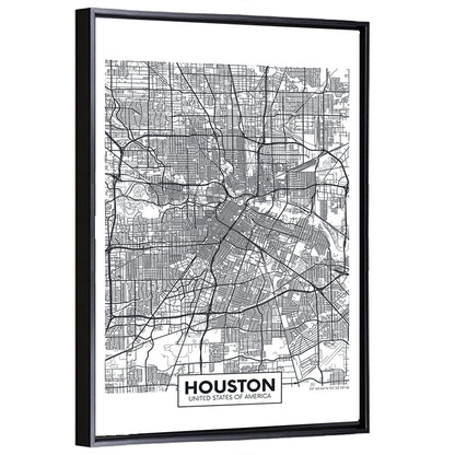 Houston Street Grid Map Wall Art